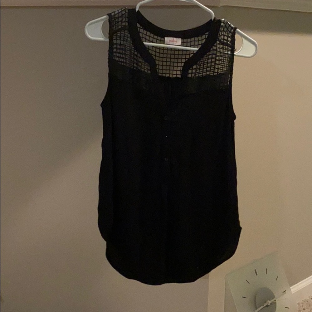 Black tank with sheer shoulders